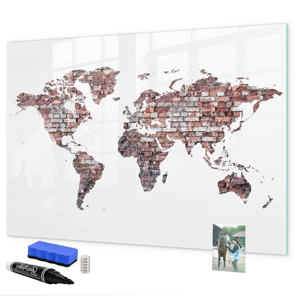 Popisovatelná magnetická tabule Mapa světa s místy, kde se daly pořídit fotografie