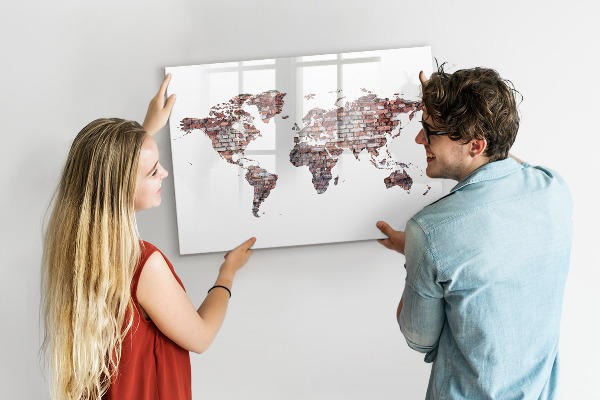 Popisovatelná magnetická tabule Mapa světa s místy, kde se daly pořídit fotografie