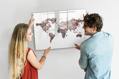 Popisovatelná magnetická tabule Mapa světa s místy, kde se daly pořídit fotografie