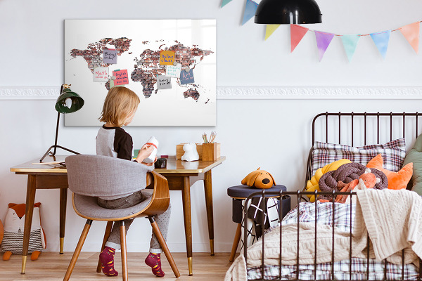 Popisovatelná magnetická tabule Mapa světa s místy, kde se daly pořídit fotografie