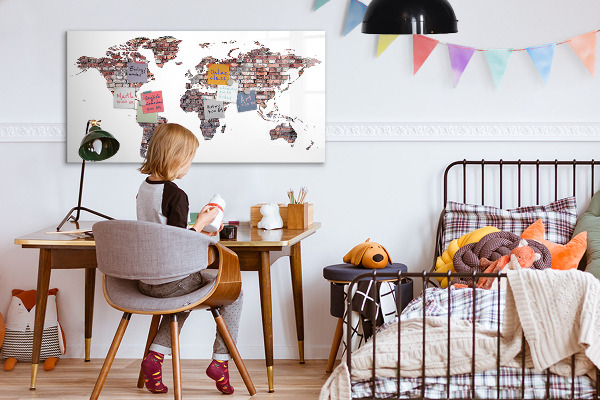 Popisovatelná magnetická tabule Mapa světa s místy, kde se daly pořídit fotografie