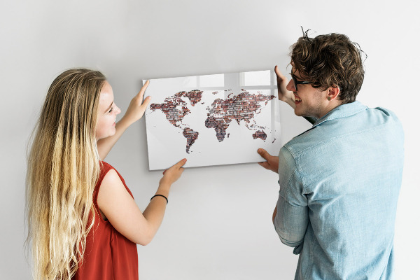 Popisovatelná magnetická tabule Mapa světa s místy, kde se daly pořídit fotografie