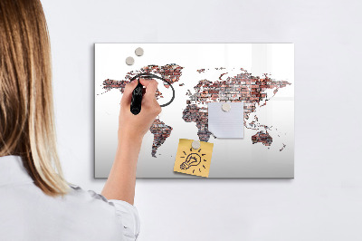 Popisovatelná magnetická tabule Mapa světa s místy, kde se daly pořídit fotografie