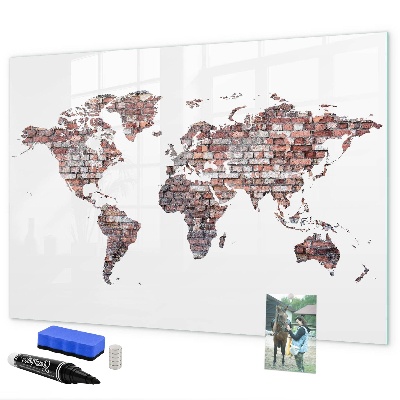 Popisovatelná magnetická tabule Mapa světa s místy, kde se daly pořídit fotografie