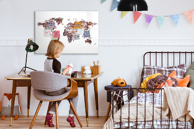 Popisovatelná magnetická tabule Mapa světa s místy, kde se daly pořídit fotografie