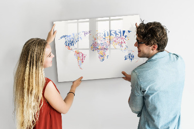 Magnetická psací tabule Mapa světa s osobními vzpomínkami