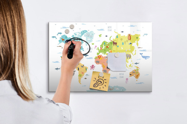 Magnetická psací tabule Interaktivní mapa světa pro personalizaci