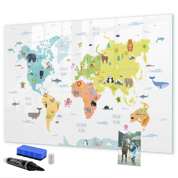 Magnetická psací tabule Interaktivní mapa světa pro personalizaci