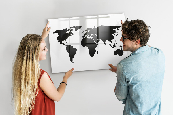 Popisovatelná magnetická tabule Mapa světa s pamětními místy