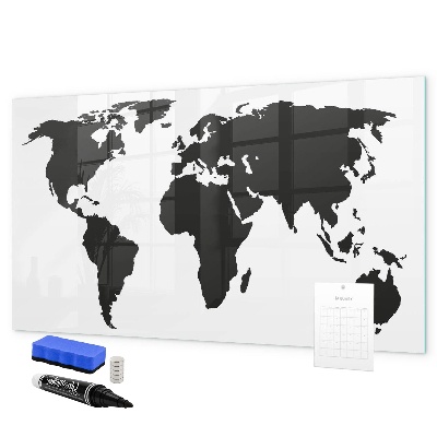 Popisovatelná magnetická tabule Mapa světa s pamětními místy