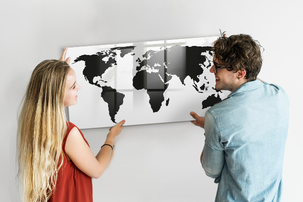Popisovatelná magnetická tabule Mapa světa s pamětními místy