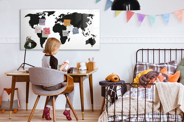 Popisovatelná magnetická tabule Mapa světa s pamětními místy