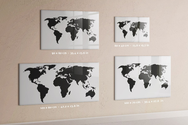 Popisovatelná magnetická tabule Mapa světa s pamětními místy