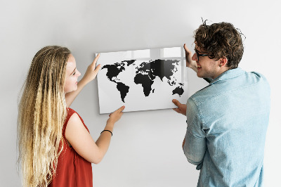 Popisovatelná magnetická tabule Mapa světa s pamětními místy