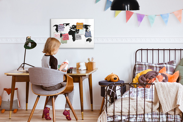 Popisovatelná magnetická tabule Mapa světa s pamětními místy