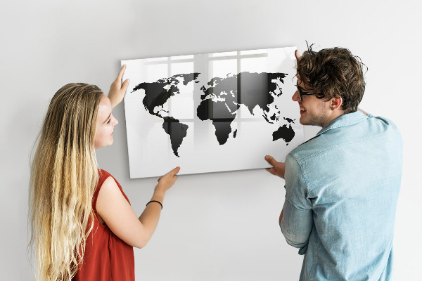 Popisovatelná magnetická tabule Mapa světa s pamětními místy
