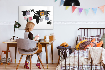 Popisovatelná magnetická tabule Mapa světa s pamětními místy