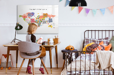 Popisovatelná magnetická tabule Mapa světa s místy k označení