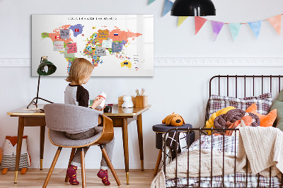 Popisovatelná magnetická tabule Mapa světa s místy k označení