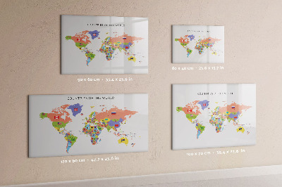Popisovatelná magnetická tabule Mapa světa s místy k označení
