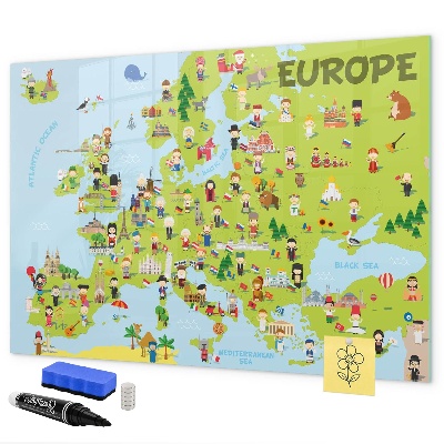 Magnetická psací tabule Interaktivní mapa Evropy pro označení vašich cest