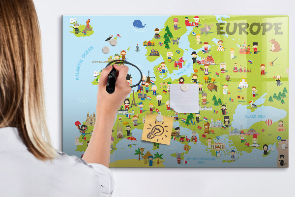 Magnetická psací tabule Interaktivní mapa Evropy pro označení vašich cest