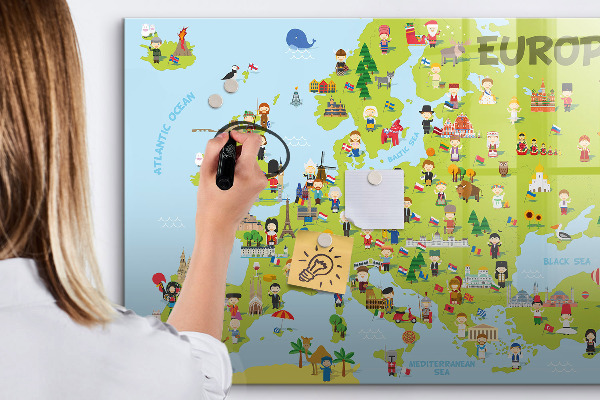 Magnetická psací tabule Interaktivní mapa Evropy pro označení vašich cest