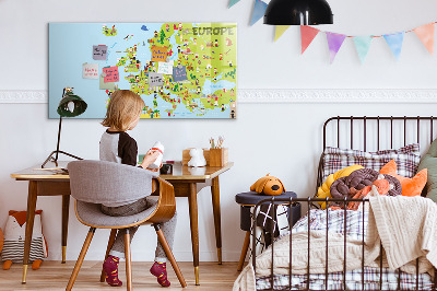 Magnetická psací tabule Interaktivní mapa Evropy pro označení vašich cest