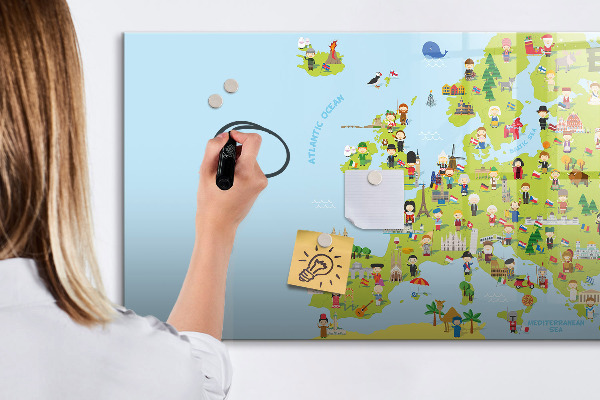 Magnetická psací tabule Interaktivní mapa Evropy pro označení vašich cest