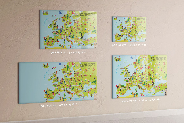 Magnetická psací tabule Interaktivní mapa Evropy pro označení vašich cest
