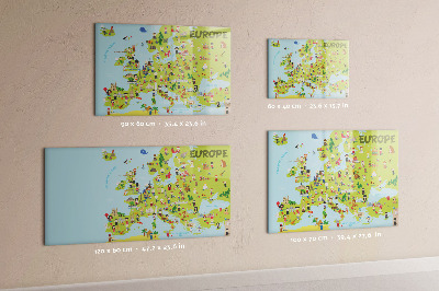 Magnetická psací tabule Interaktivní mapa Evropy pro označení vašich cest
