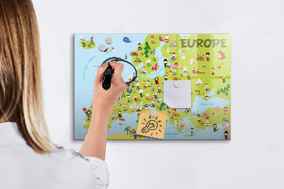 Magnetická psací tabule Interaktivní mapa Evropy pro označení vašich cest