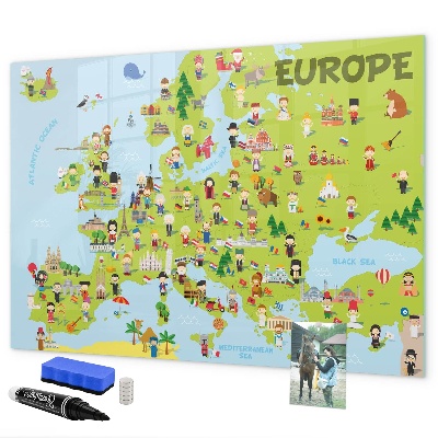 Magnetická psací tabule Interaktivní mapa Evropy pro označení vašich cest