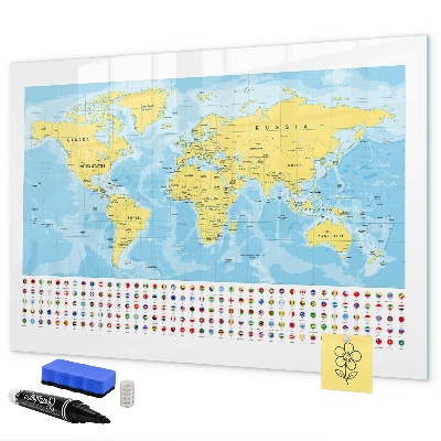 Popisovatelná magnetická tabule Mapa světa pro personalizaci a vzpomínky