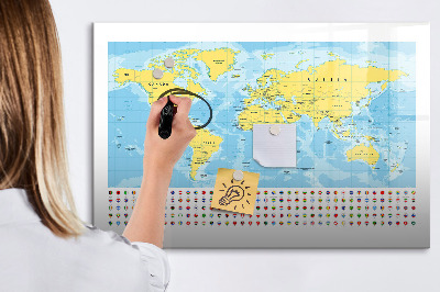 Popisovatelná magnetická tabule Mapa světa pro personalizaci a vzpomínky