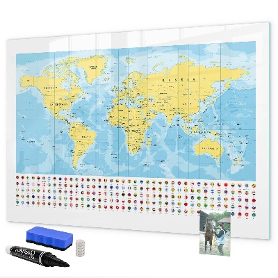 Popisovatelná magnetická tabule Mapa světa pro personalizaci a vzpomínky