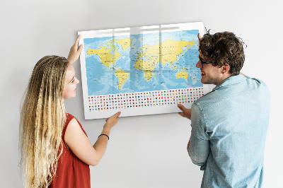 Popisovatelná magnetická tabule Mapa světa pro personalizaci a vzpomínky
