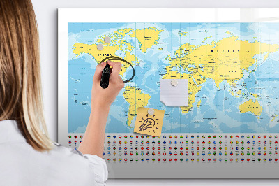 Popisovatelná magnetická tabule Mapa světa pro personalizaci a vzpomínky