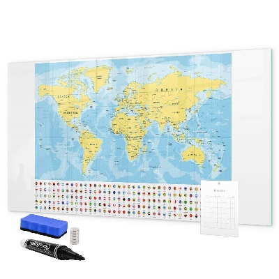 Popisovatelná magnetická tabule Mapa světa pro personalizaci a vzpomínky