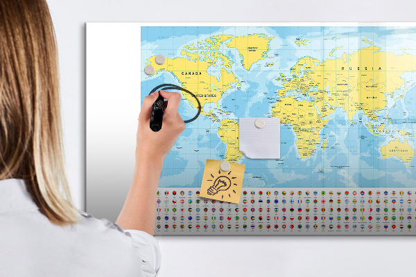 Popisovatelná magnetická tabule Mapa světa pro personalizaci a vzpomínky