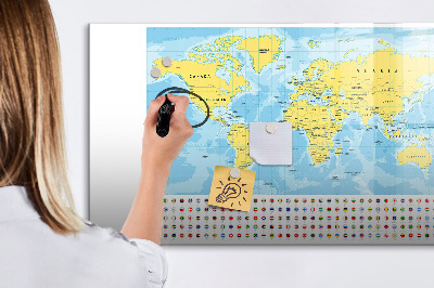Popisovatelná magnetická tabule Mapa světa pro personalizaci a vzpomínky