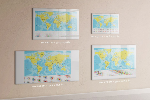 Popisovatelná magnetická tabule Mapa světa pro personalizaci a vzpomínky