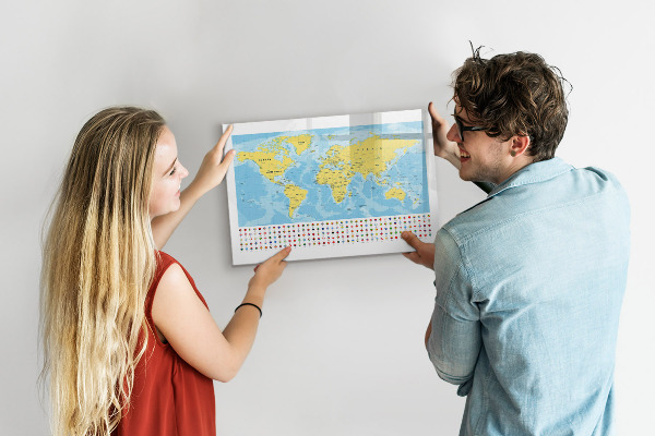 Popisovatelná magnetická tabule Mapa světa pro personalizaci a vzpomínky