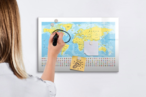 Popisovatelná magnetická tabule Mapa světa pro personalizaci a vzpomínky