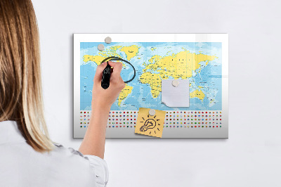 Popisovatelná magnetická tabule Mapa světa pro personalizaci a vzpomínky