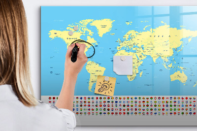 Magnetická psací tabule Mapa světa s místy, kde se daly pořídit fotografie