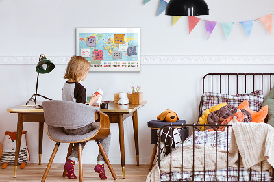 Popisovatelná magnetická tabule Mapa světa s místy k označení
