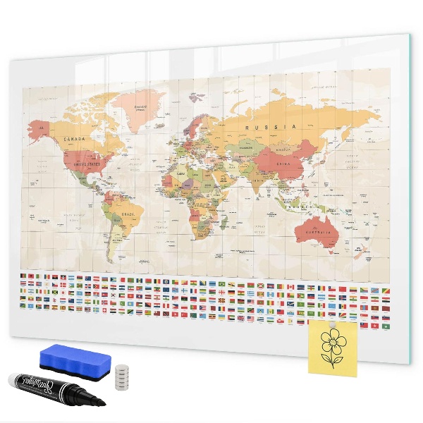 Magnetická psací tabule Mapa světa pro personalizaci fotografií