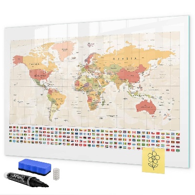 Magnetická psací tabule Mapa světa pro personalizaci fotografií