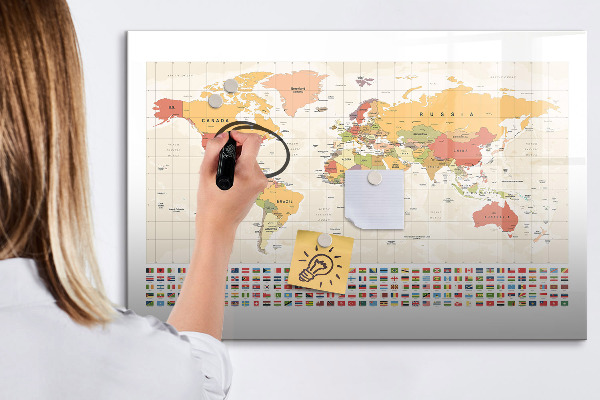 Magnetická psací tabule Mapa světa pro personalizaci fotografií